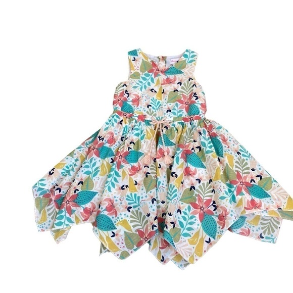 Tommy Bahama Toddler Girls Tropical Floral Sleeveless Dress Handkerchief Hem 2T - Picture 13 of 14
